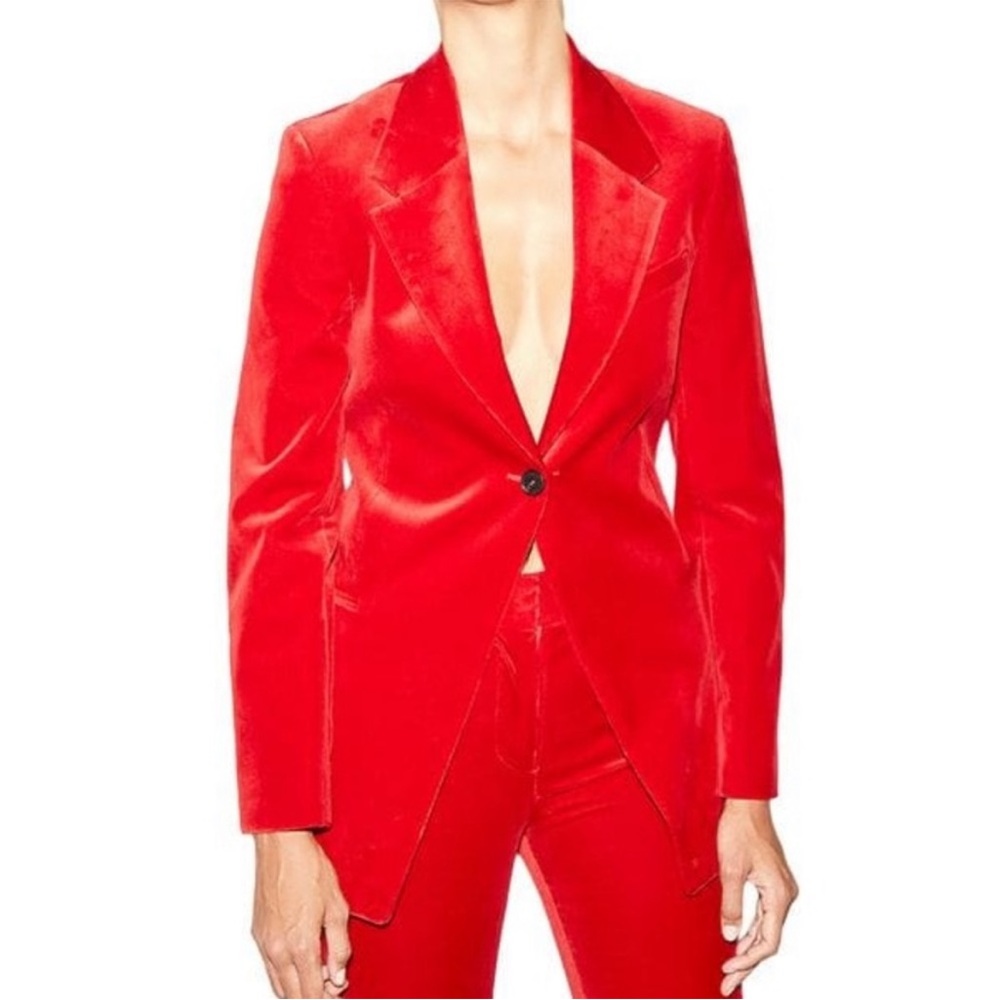 FRAME Velvet Red Single Button Women’s Blazer Jacket Size 6